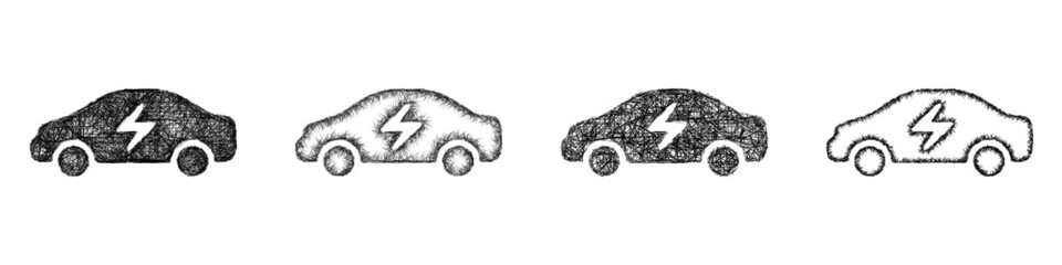 Sketch electric vehicle icon design set