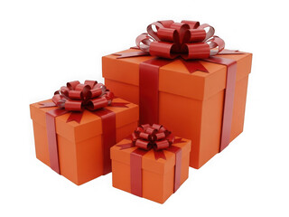 Fototapeta premium Three gift boxes with bows isolated on transparent background