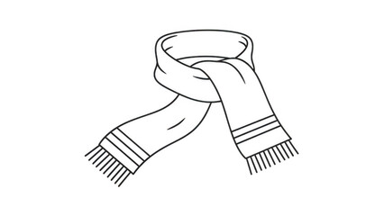 Minimalist White Outline Scarf Line Art On Black