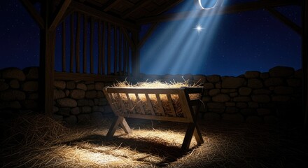 The Nativity Scene A Solemn Manger Under the Guiding Star