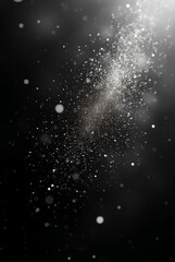 Abstract raindrops on a dark window reflect a bright blue nebula and shimmering stars across the vast galaxy of a night sky universe