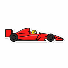 Obraz premium Red Racing Car with Driver Sticker.