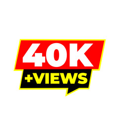 Fototapeta premium 40K watch achievement png, online creator symbol, audience milestone badge, broadcast analytics icon, media popularity label, channel reach sticker