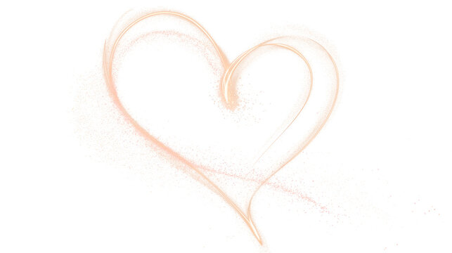 Bright orange neon heart made from a glowing light trail with glitter and particles, isolated PNG with transparent background. Ideal for Valentine&rsquo;s Day designs, romantic banners, wedding cards, festi