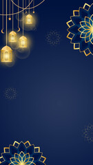 Elegant Islamic Lantern Mandala Background for Ramadan and Eid Vertical Design Use