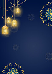 Elegant Islamic Lantern Mandala Background for Ramadan and Eid Vertical Design Use