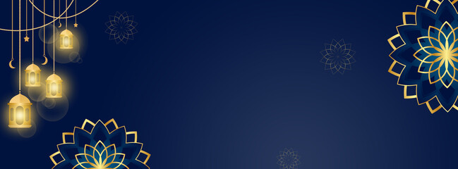 Elegant Islamic Lantern Mandala Background for Ramadan and Eid Celebration Design