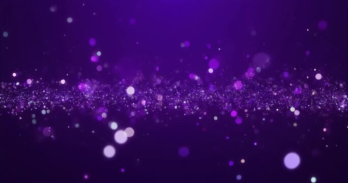 Purple bokeh particles floating and shimmering abstract background for celebration luxury event