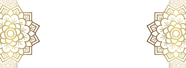 Elegant Golden Mandala Corner Ornament Islamic Theme Background for Banner, Invitation, and Greeting Design