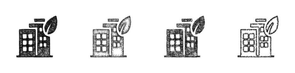 Sketch sustainable building icon design set