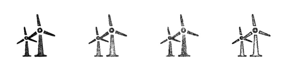 Sketch wind farm icon design set
