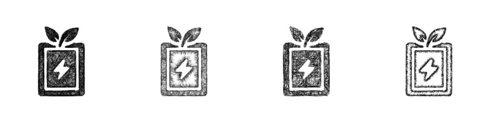 Sketch renewable battery icon design set