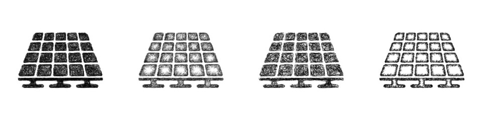 Sketch solar farm icon design set