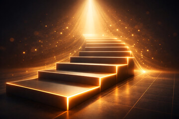, abstract steps glowing upward, premium business theme