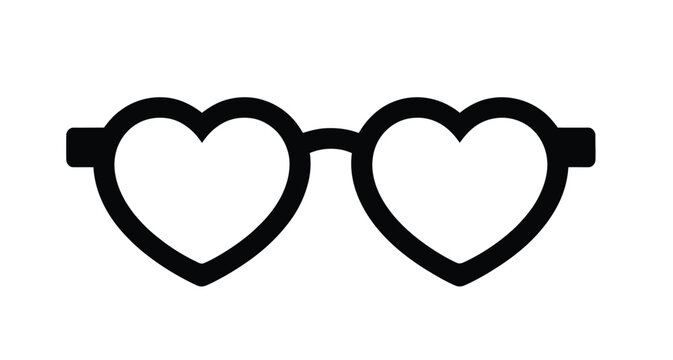 Black heart shaped glasses simple vector illustration for fashion and love concept isolated on white background