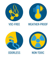 Chemical product properties icons set in flat colors