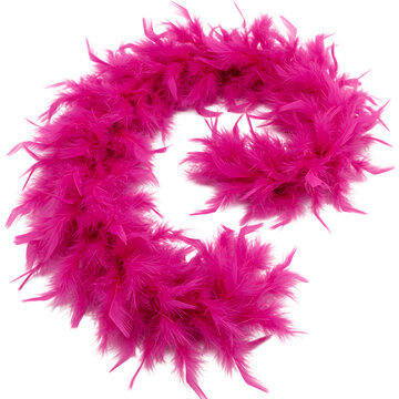 Fluffy Hot Pink Feather Boa Accessory for Party and Drag, Isolated Subject PNG