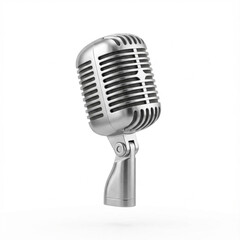 Fototapeta premium Vintage Chrome Microphone on White Background 