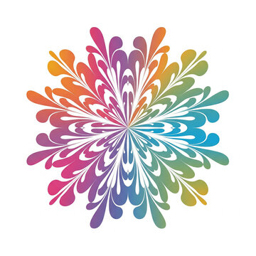 a rainbow-colored symmetrical radial design that resembles a flower.