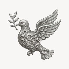 Obraz premium Ornate silver dove peace