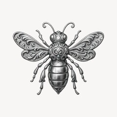 Fototapeta premium Intricate silver bee illustration