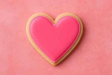 Obraz premium Heart-shaped pink icing cookie