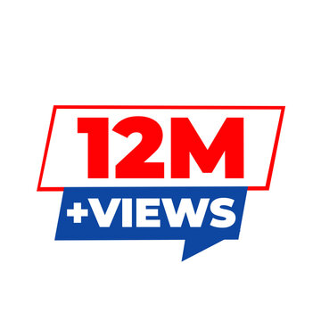 12M Views PNG, Digital Viewer Growth Badge, Audience Reach Sticker, Social Media Counter, Trending Content Graphic