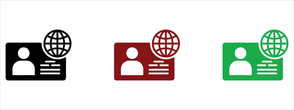 Global identification card icons representing international access and user profiles vector illustration.