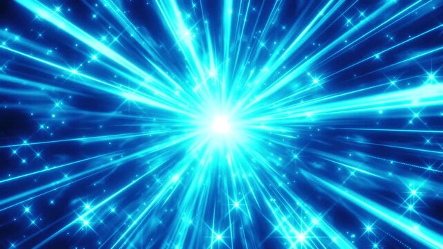 水色の集中線のキラキラ光るエフェクト背景の動画