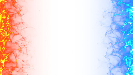 画面の左右が燃える赤と青の対立する炎のエフェクト背景