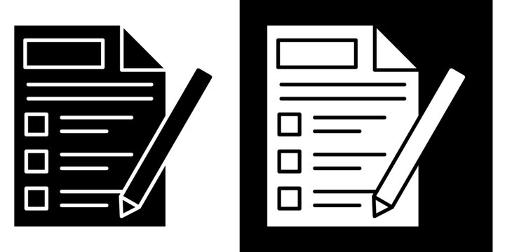 Report Icon Set White Glyph Style Collection