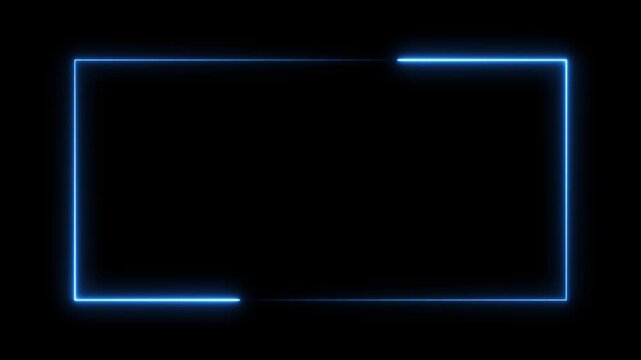display neon box footage shape border retro movement neon square rectangle picture frame icon display box footage square seamless borders in retro blue glow animation glowing, neon, square, rectangle,