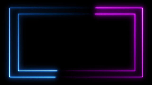 display neon box footage shape border retro movement neon square rectangle picture frame icon display box footage square seamless borders in retro blue glow animation glowing, neon, square, rectangle,