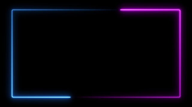 display neon box footage shape border retro movement neon square rectangle picture frame icon display box footage square seamless borders in retro blue glow animation glowing, neon, square, rectangle,