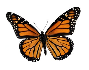 Fototapeta premium Vibrant orange butterfly on a white background.