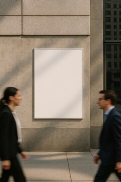 Blank poster on urban wall