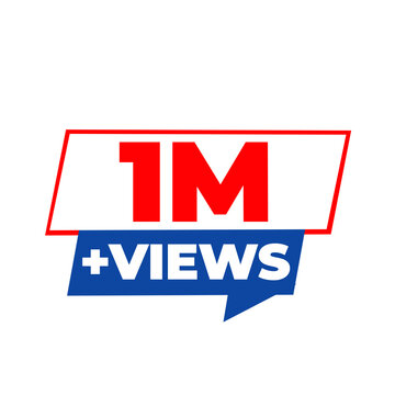 1M Views PNG, White Audience Reach Counter, Social Engagement Badge, Viral Content Label, Trending Viewer Graphic