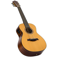 Professional Acoustic Guitar Angled View, Background Removal for Composite Musical Graphics
