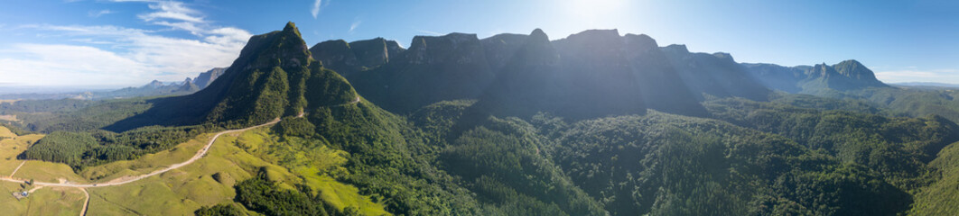 Obraz premium Aerial panorama of the mountains of the state of Santa Catarina in Brazil