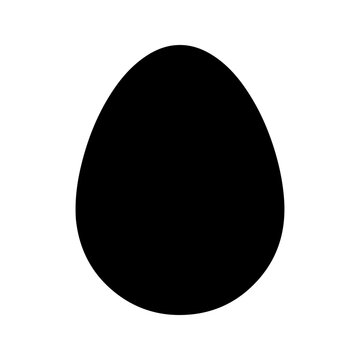 Simple black egg silhouette icon. Vector illustration of a single oval egg shape isolated on white background.