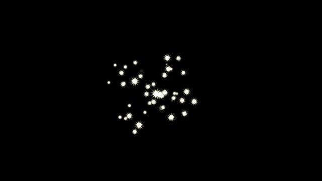 Glitter sparkle shine stars trail burst with white twinkling particles, magic dust glow effect and fairy sparkle transition, seamless loop 4K chroma key Black screen animationv