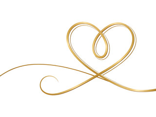 golden heart with ribbon