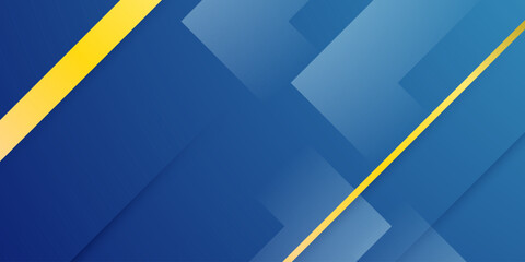 Abstract blue banner background with gold lines and arrow concept element pattern design. Cool background style.