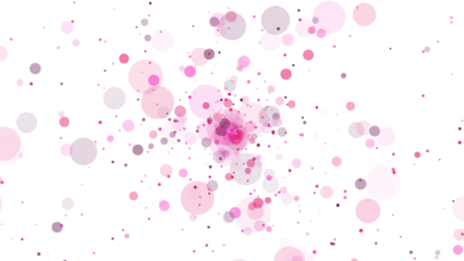 Vibrant pink and purple particles explosion isolated on transparent background