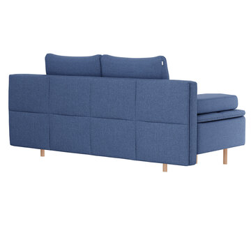 blue sofa back side isolated on white