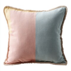 Soft textured decorative pillow in pastel colors on a white background.