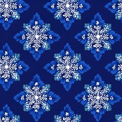 Elegant blue floral pattern on a dark background.