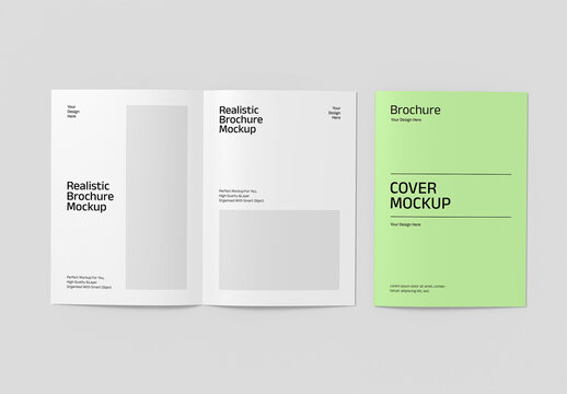 Realistic Bi-Fold Brochure Mockup with Cover