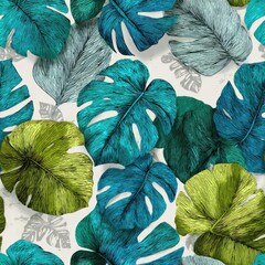 Colorful plant leaves forming a vibrant, detailed pattern.