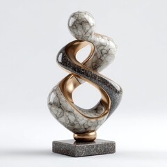 Sculptural abstract art piece with intertwining forms.